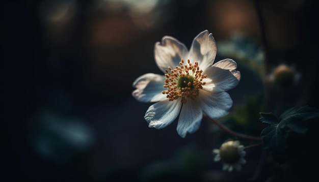 Soft focus on purple wildflower in meadow generated by AI