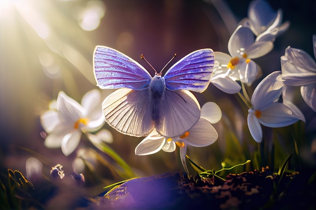 蝶と花のソフト フォーカスの風景