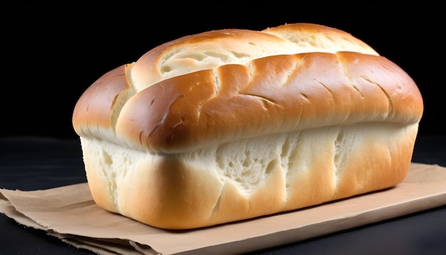 soft and fresh white bread on a black background