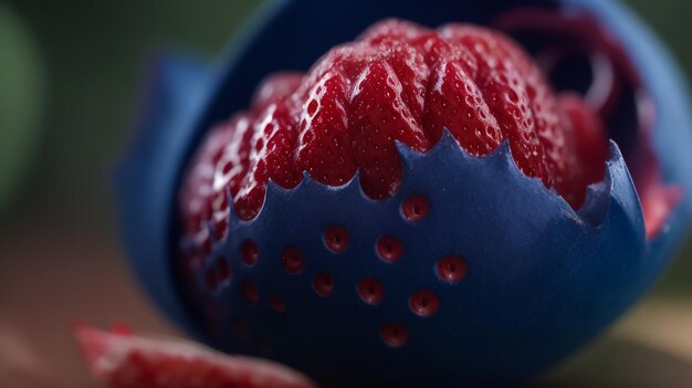 Photo soft fruits blueberries and strawberry