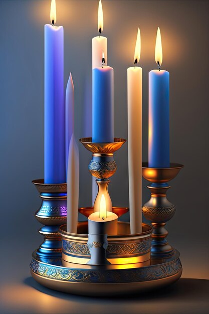 하누카 촛불의 부드러운 빛