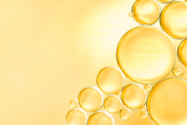 Soft gold bubbles of oil in flow