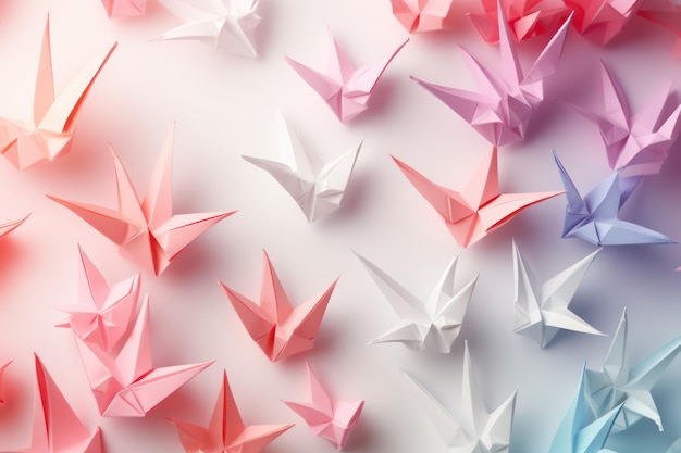 Photo soft gradient with floating origami cranes