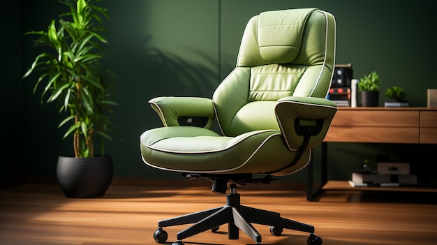 人工知能によって生成された柔らかい緑色のオフィスチェア
