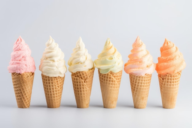 Soft ice creams creme Summer food Generate Ai