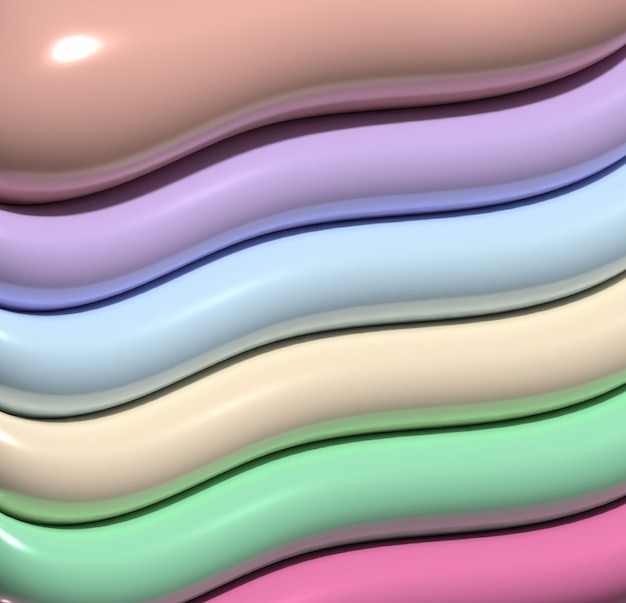 Soft inflate shiny lines 3D rendering illustration