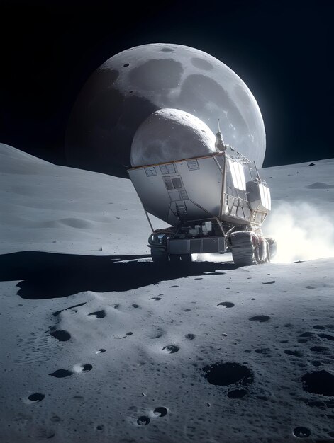 Photo soft landing lunar roving in moon