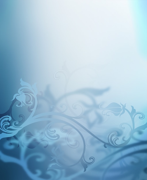 Soft light blue background with floral ornament