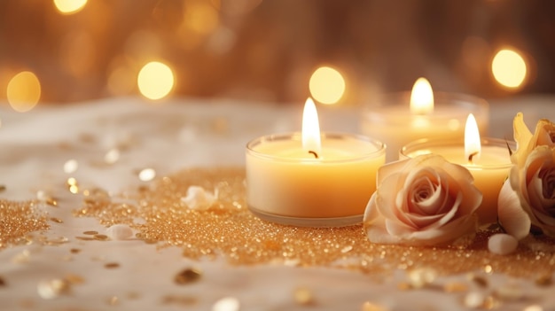 The soft light of the candles gently illuminates the way setting the perfect mood for an enchanting