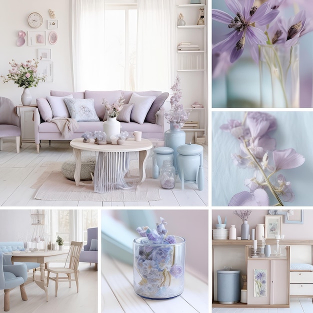 Photo soft light purple dining and living room