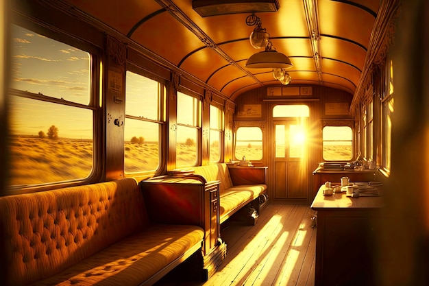 Soft luxury sofas in train interior car