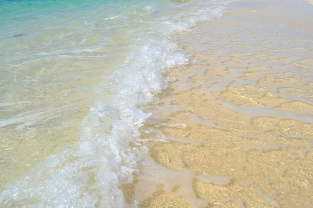 Soft ocean wave Beautiful white beach on sandy beach