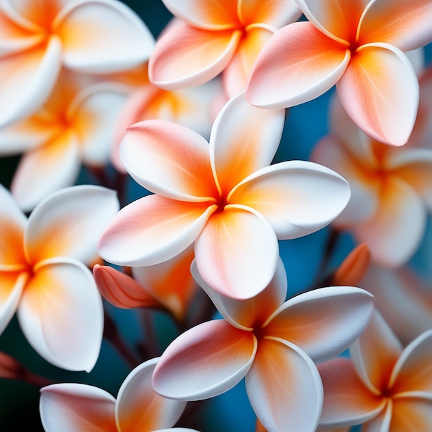 Photo soft orange flower background of plumeria frangipani