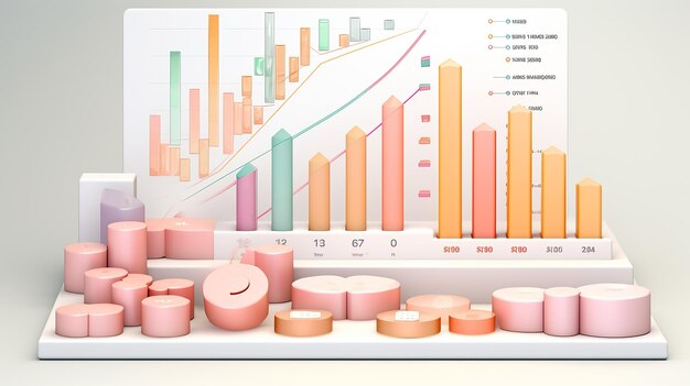 Soft Pastel 3D Business Chart met zachte verlichting