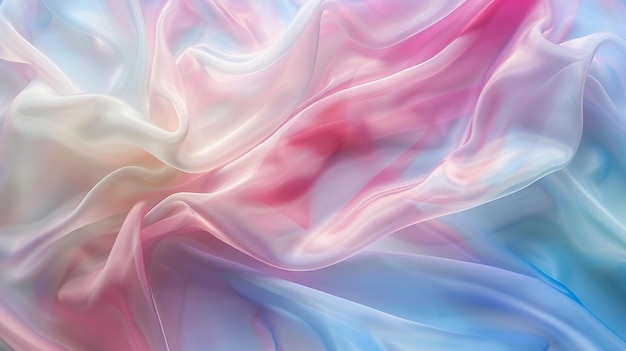 Soft Pastel Abstract Silk Background Painting in Blue Pink White