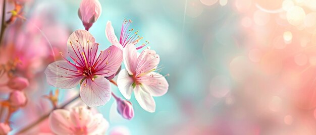 Photo soft pastel background pink and white sakura blossoms