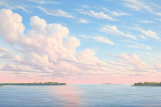 Photo soft pastel clouds over a tranquil seascape