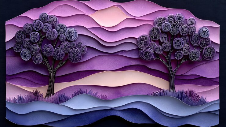 Photo soft pastel february landscape papercut trees light watercolor touches