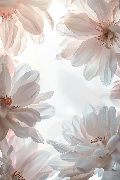 밝은 배경 에 있는 부드러운 파스텔 색 의 꽃 그림