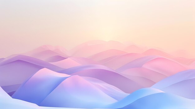 soft pastel gradient background with 3d rolling hills and minimalistic abstract shapes
