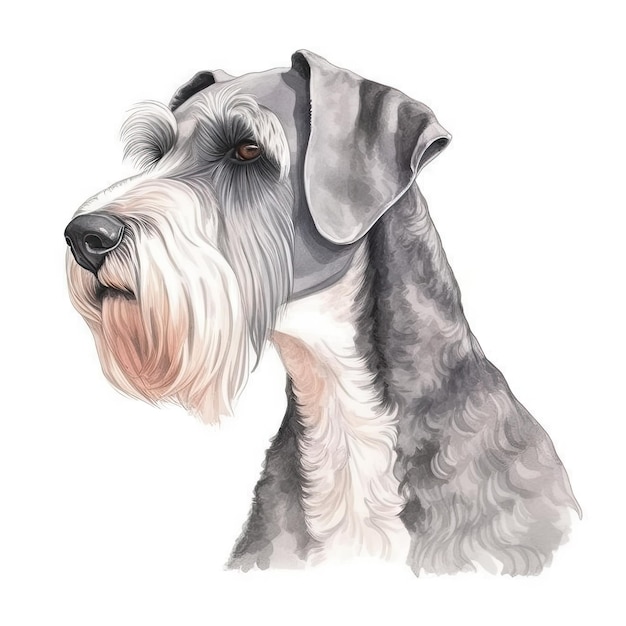 Soft Pastel Watercolor Painting of a Standard Schnauzer