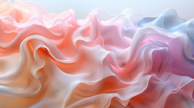 Photo soft pastel waves of fabric captured in a delicate flow representing tenderness and textile elegance