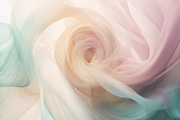 Soft pastelcolored spirals on a white background creating a dreamy and ethereal atmosphere