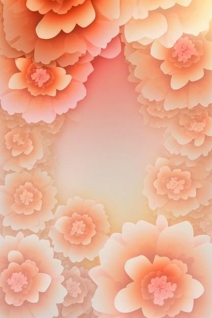 Soft Peach Background Silhouettes Flowers Vertical Mobile Postcard Generative AI