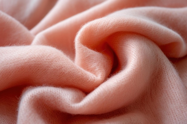 Soft peach cashmere fabric top view