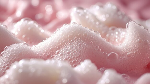 사진 피부 관리 및 청소 아름다움 배경을위한 부드러운 분홍색 거품 거품 질감