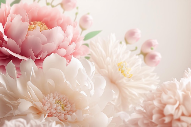 결혼식 배경을 위한 부드러운 분홍색 꽃. 발렌타인 데이 꽃 배경. AI 생성