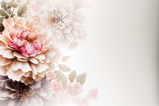 Soft Pink flowers for wedding background. Valentine's day flowers background. AI Generated