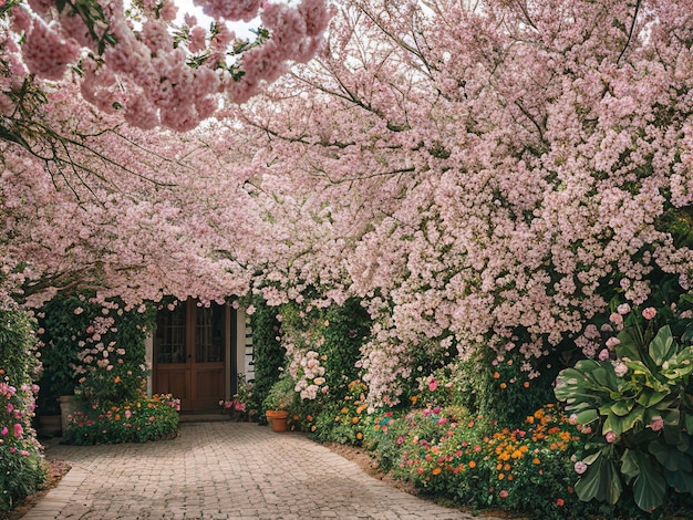 A Soft Pink and Green Background A Romantic Setting