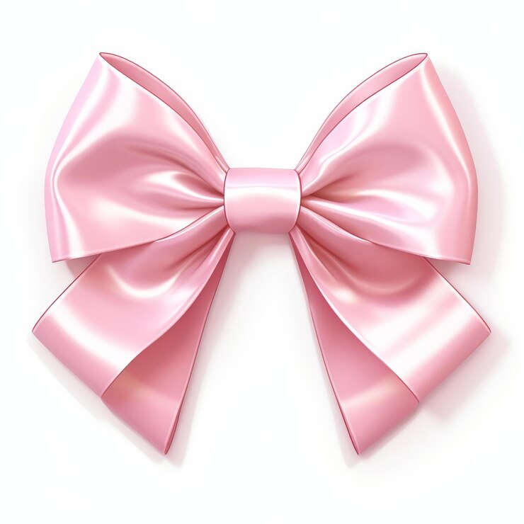Photo soft pink ribbon and bow perfectly isolated on white
