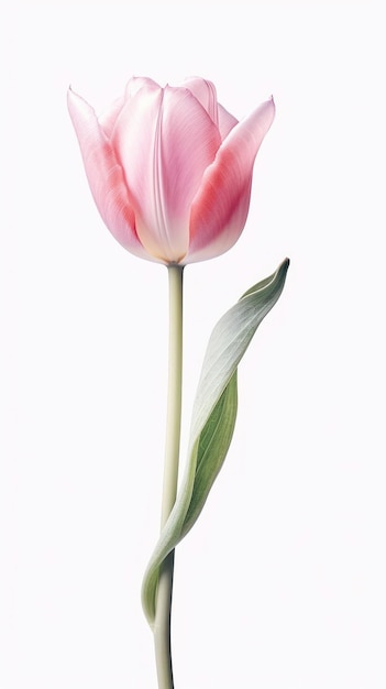 Soft Pink Tulip Arrangement in Modern Style on White Background Generative AI