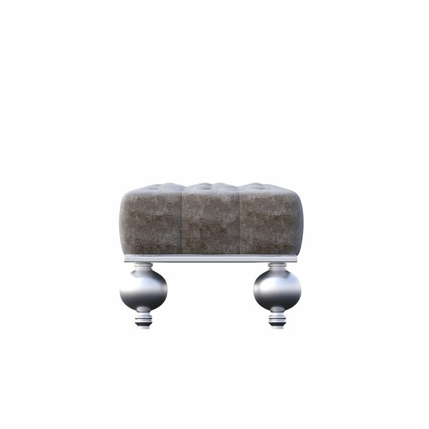 soft pouf isolated on white background, interior furniture, 3D illustration, cg render