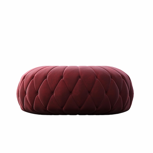 soft pouf isolated on white background, interior furniture, 3D illustration, cg render