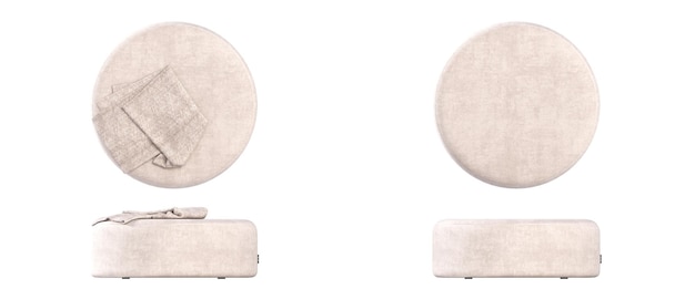 soft pouf isolated on white background interior furniture 3d illustration cg render
