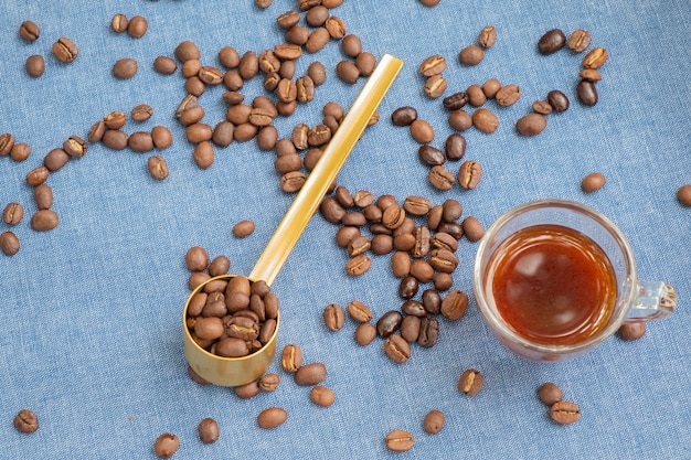 Soft roasted coffee beans on a table