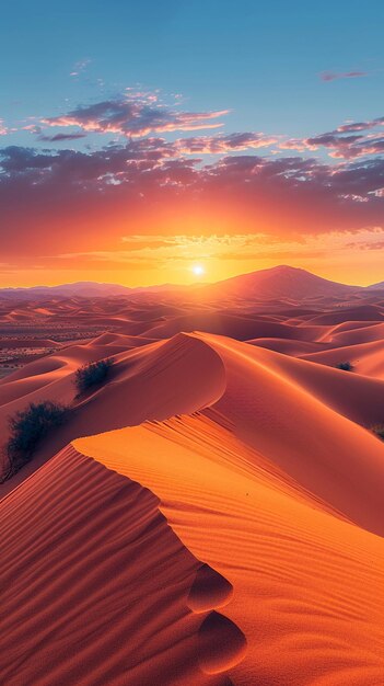 Photo soft sand dunes at sunrise