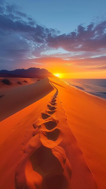 Photo soft sand dunes at sunrise