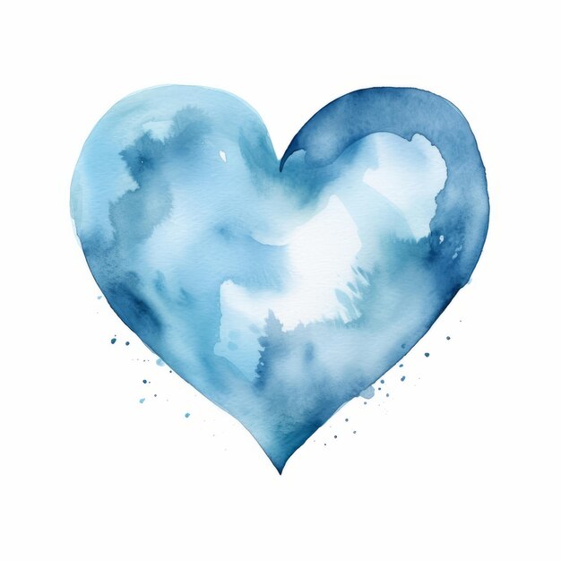 Soft and Serene Delicate WatercolorStyled Pastel Blue Heart Clipart on White Background