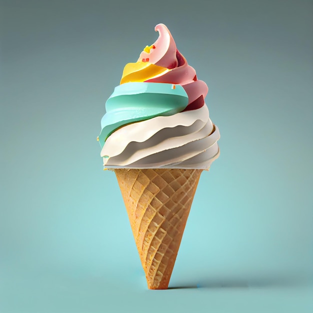 Soft serve ice cream in wafer style cone Studio lighting Advertising Ad Poster Isolated