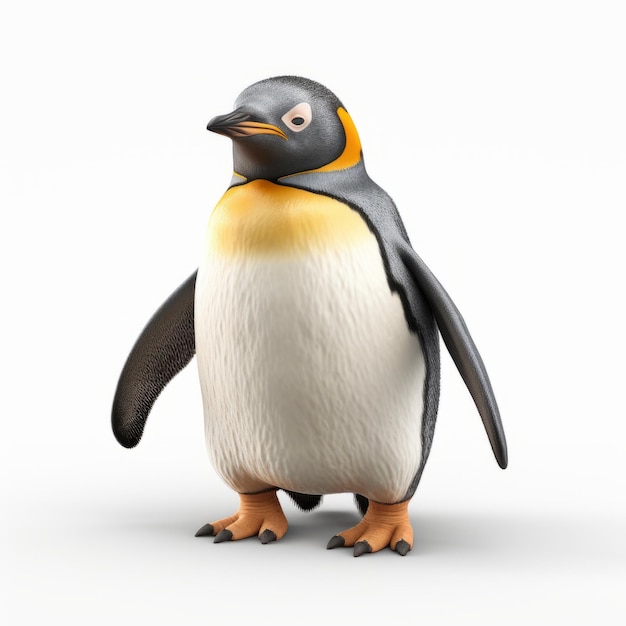 Soft Shaded 3D Penguin Render op witte achtergrond