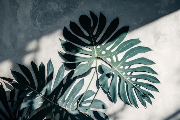 열대 야자수 잎의 부드러운 그림자 그림 AI 생성