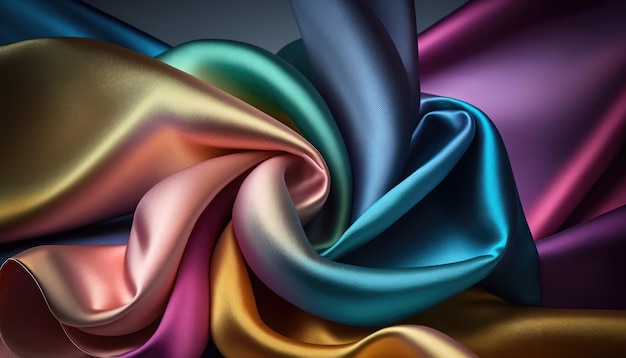 Soft and smooth colorful silky material abstract background fashion or glamour generative ai