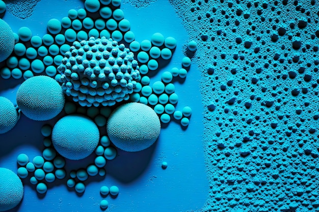 Soft tactile material beads of blue plasticine texture