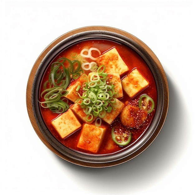 Мягкое рагу из тофу Корейская еда из соевых бобов, созданная искусственным интеллектом