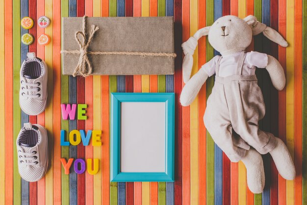 soft toy and presents for welcoming a baby