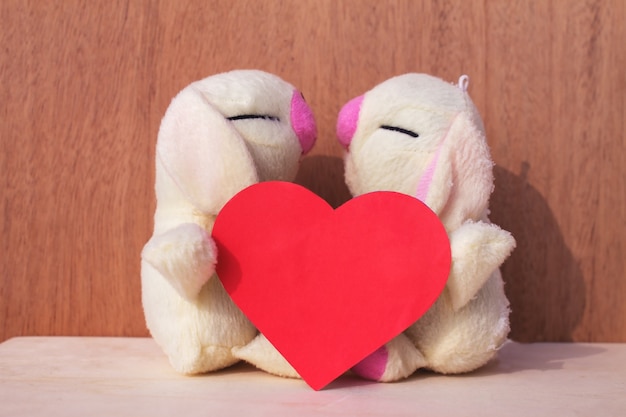 Soft toys with red heart